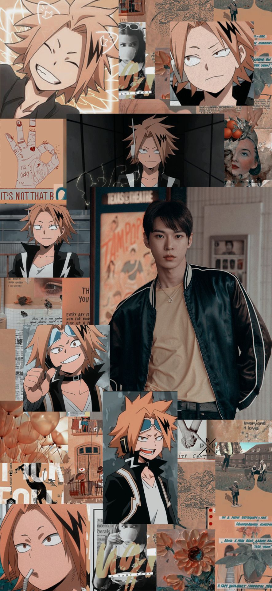 Aesthetic Anime wallpaper of a brown haired anime boy with a black jacket - Denki Kaminari
