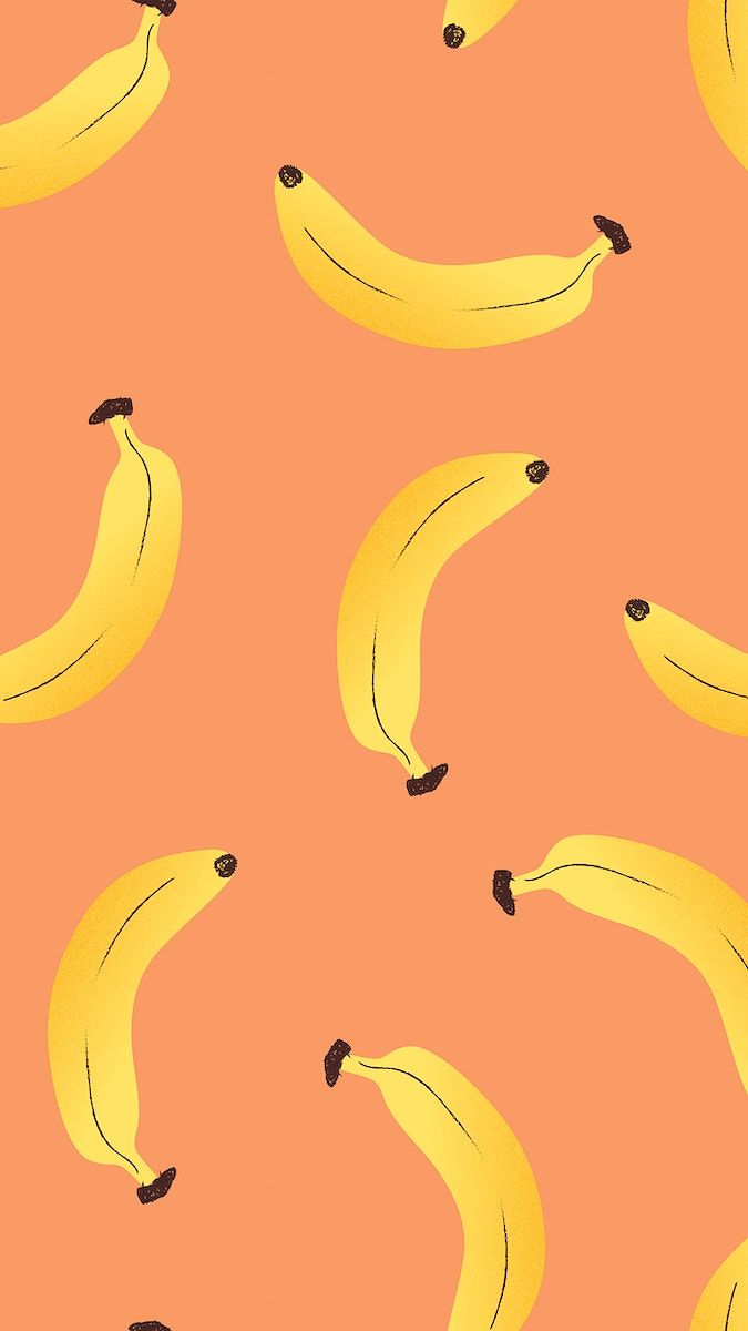 A pattern of bananas on an orange background - Banana