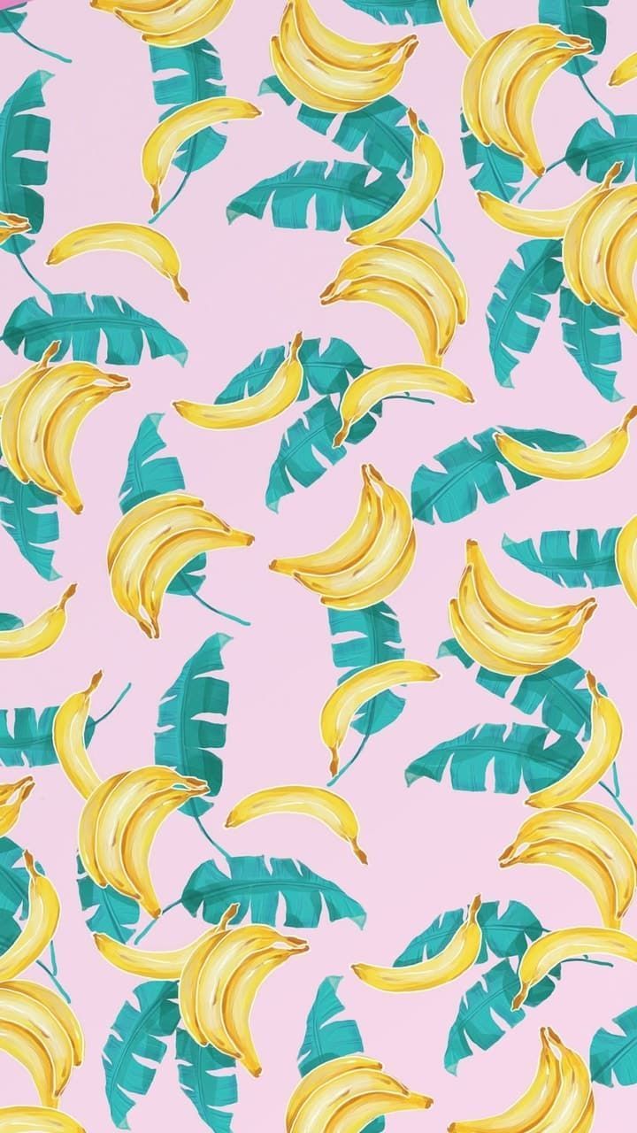 Wallpaper for phone banana pattern on a pink background - Banana