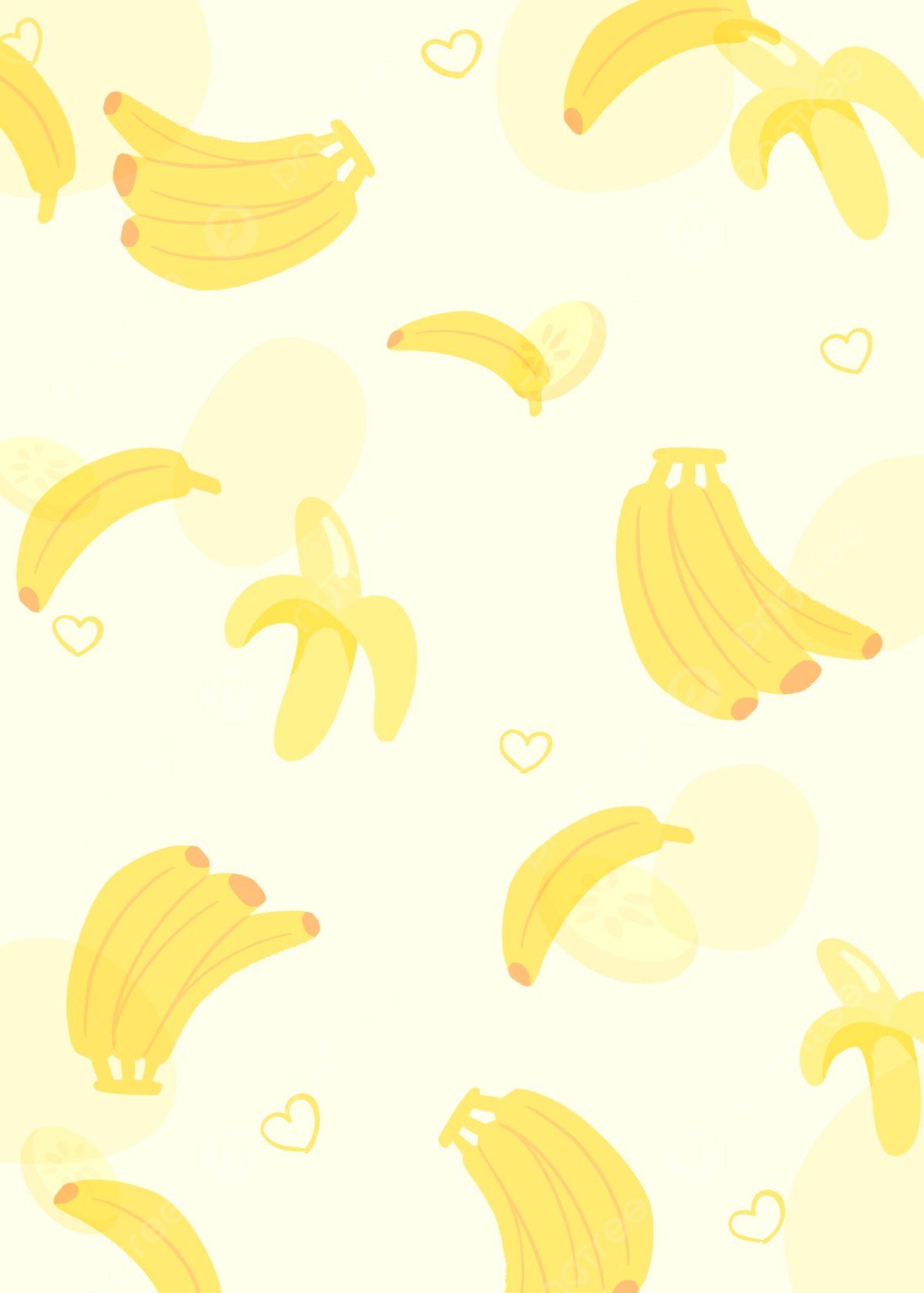 A pattern of bananas on a yellow background - Banana