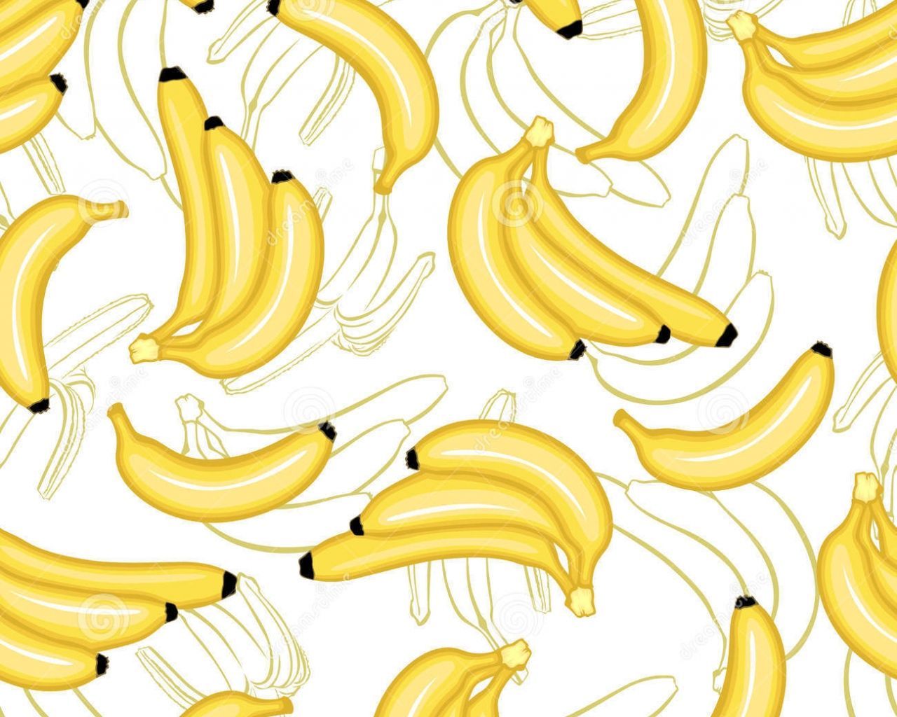 Seamless pattern with bananas on a white background. Vector illustration - Banana