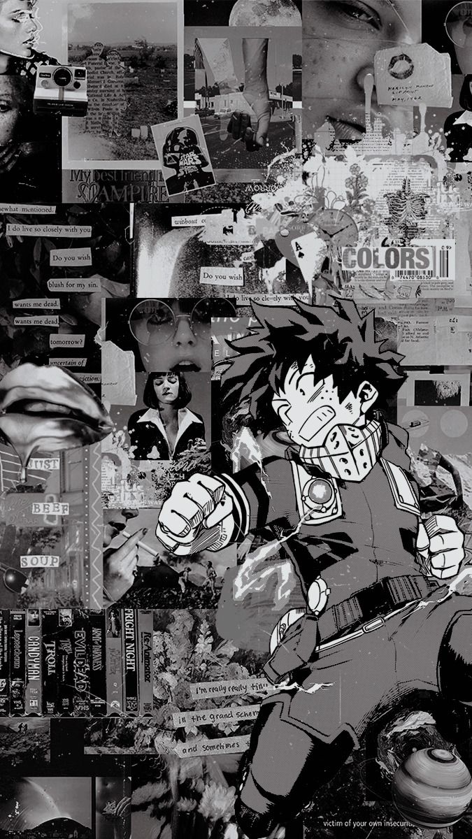 My Hero Academia wallpaper I made in black and white - Deku