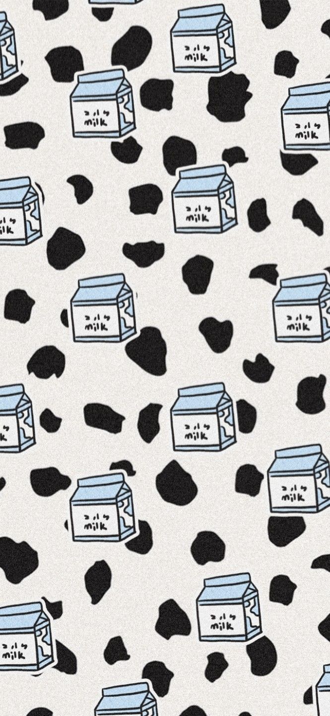 Aesthetic phone background of milk cartons and cow spots - Milk