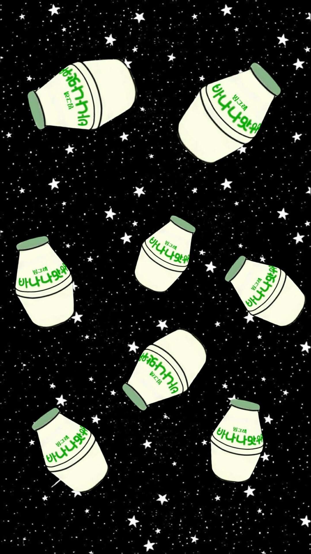 A wallpaper of milk cartons floating in space - Milk