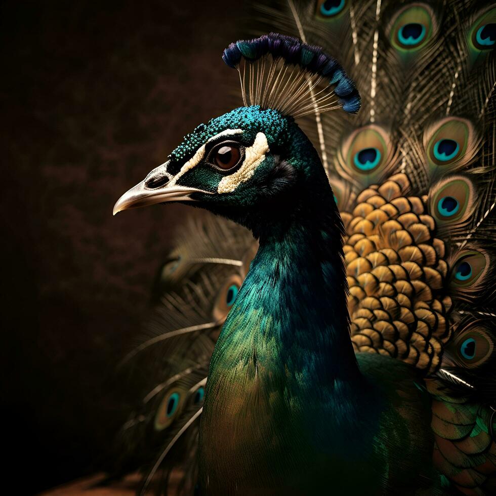 A male peacock with his feathers on display. - Peacock