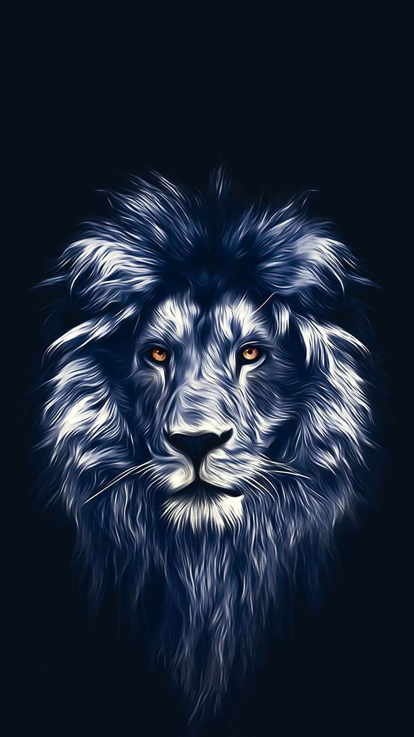 A lion's head on a black background - Lion