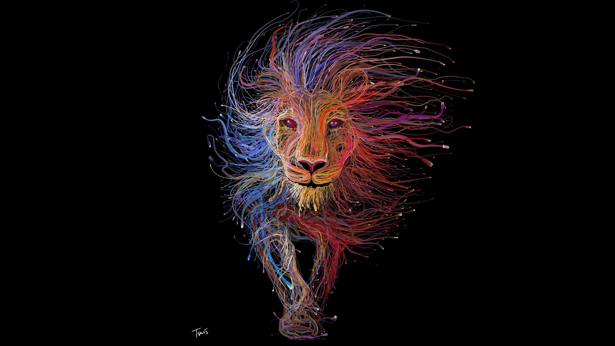 A lion with a mane of electric wires - Lion