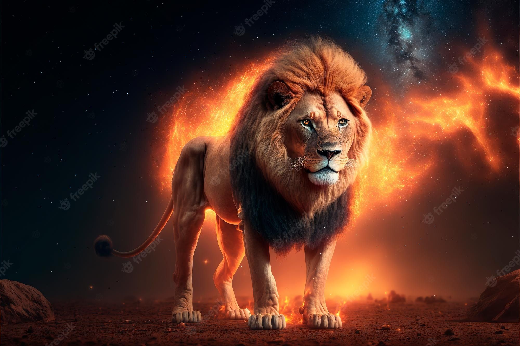 A lion standing in front of the stars - Lion