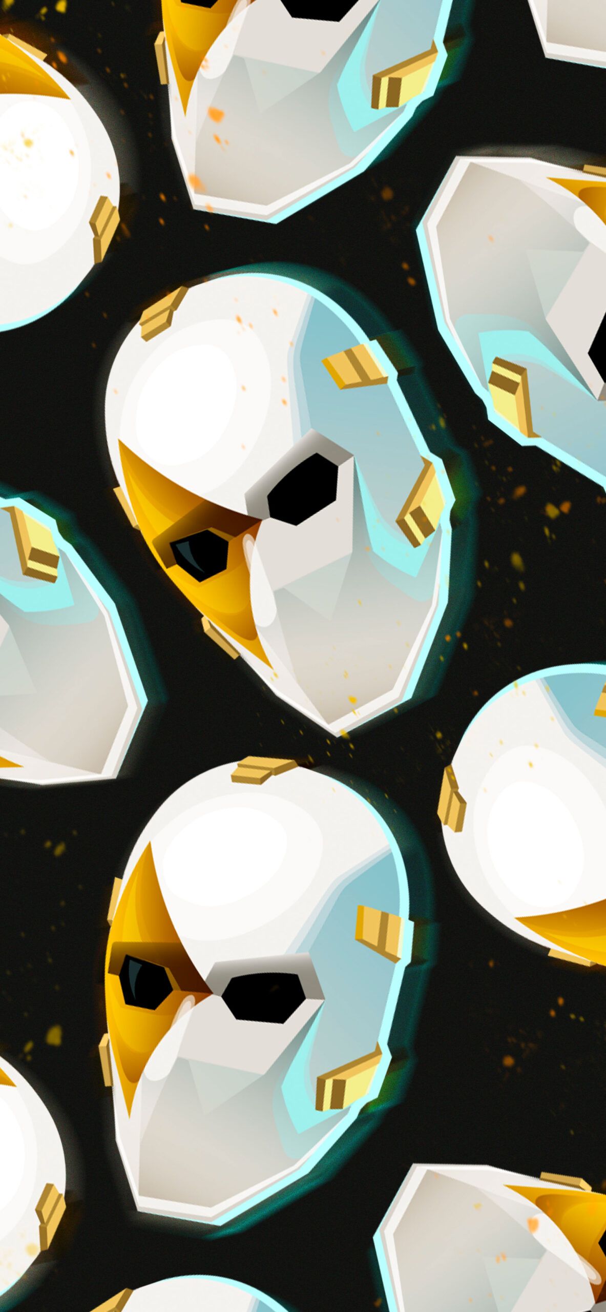 A pattern of white and gold masks - Fortnite