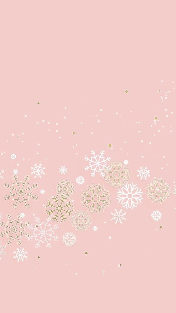 A pink background with snowflakes and gold accents - Snowflake