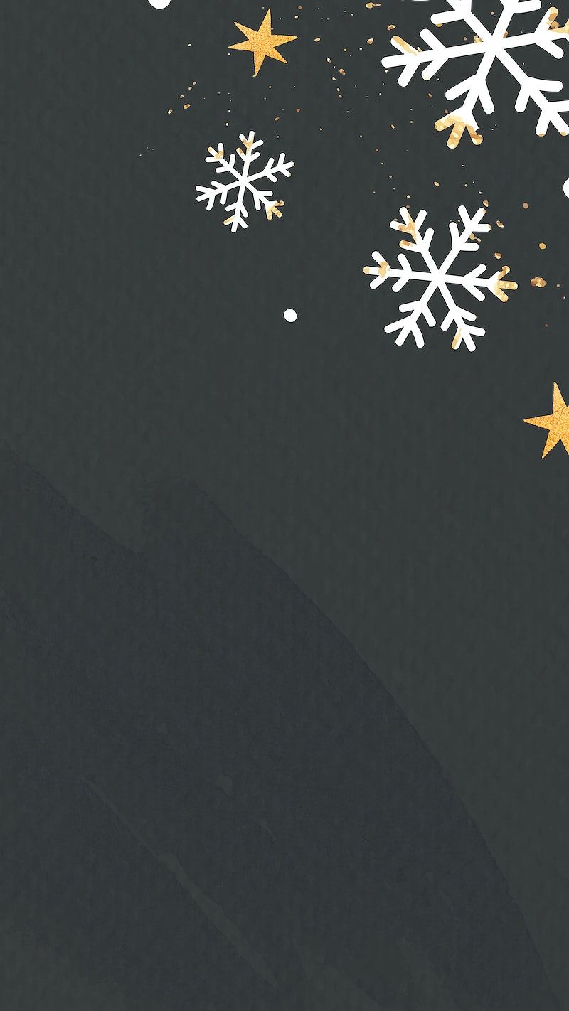 Christmas background with golden snowflakes and stars on a black background - Snowflake