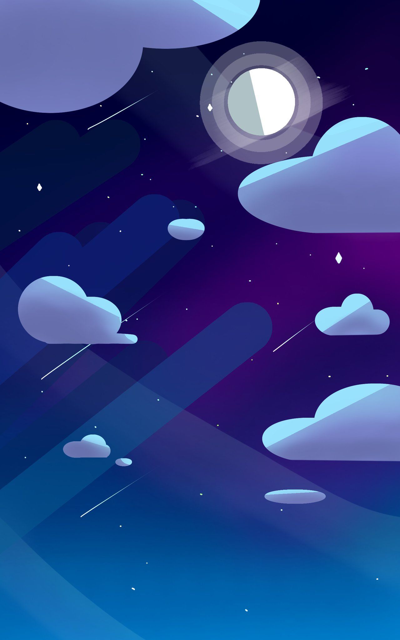 A phone wallpaper of a night sky with a full moon - Steven Universe