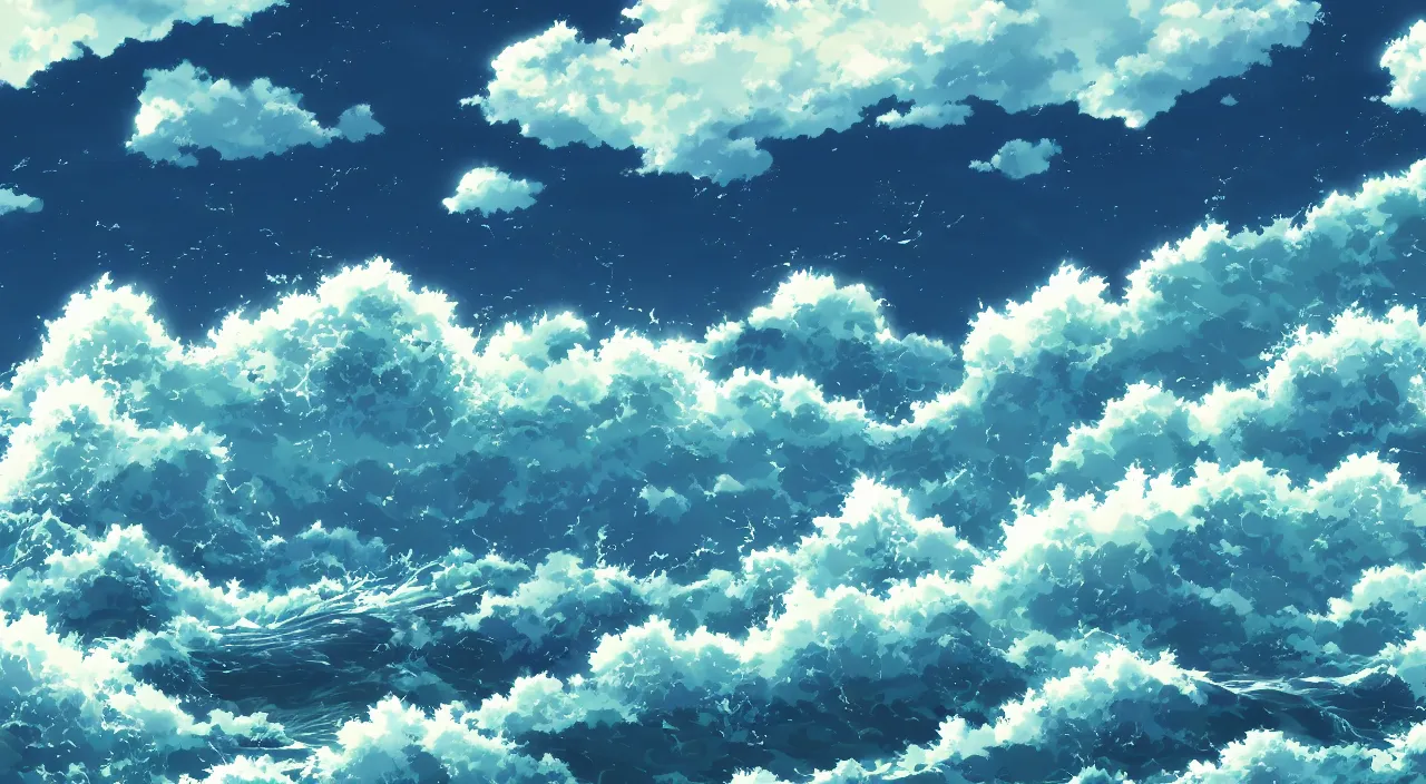 anime landscape wallpaper, rough waves