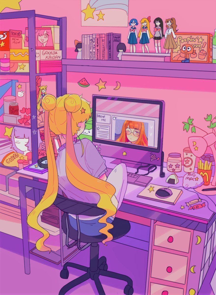 Sailor moon in her room, anime aesthetic - Sailor Moon