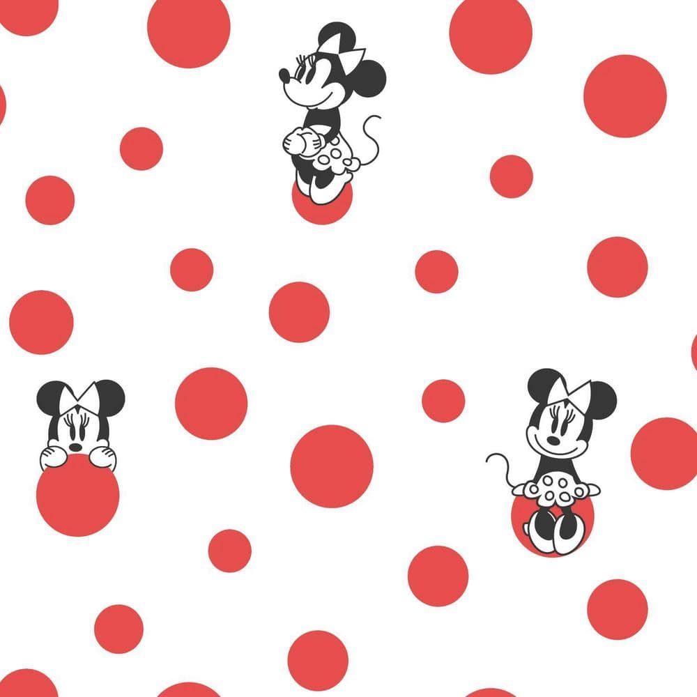 York Wallcoverings 56 sq. ft. Disney Minnie Mouse Dots Wallpaper DI1029 Home Depot
