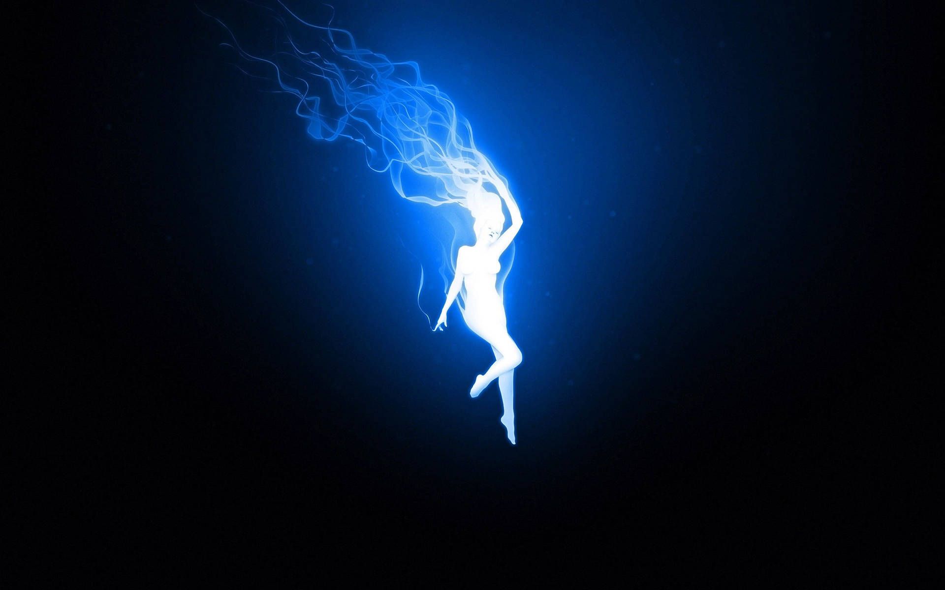 Download Neon Blue Aesthetic Woman Underwater Wallpaper