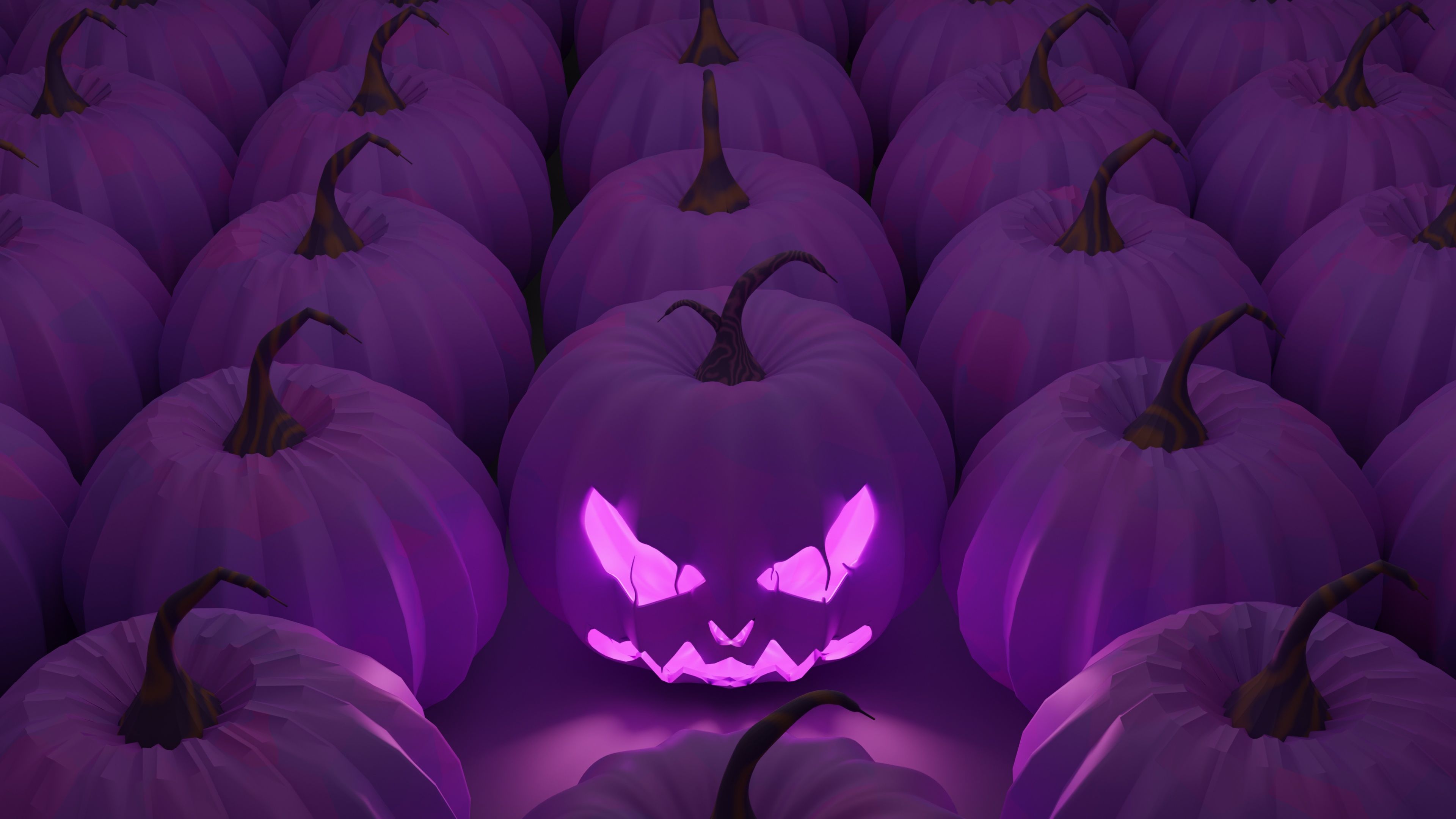 Halloween Pumpkin Wallpaper 4K, Purple aesthetic, Purple pumpkins