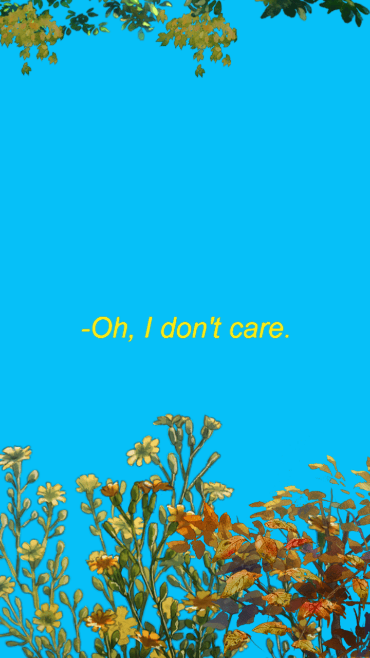 A blue background with yellow text and plants - Quotes, love