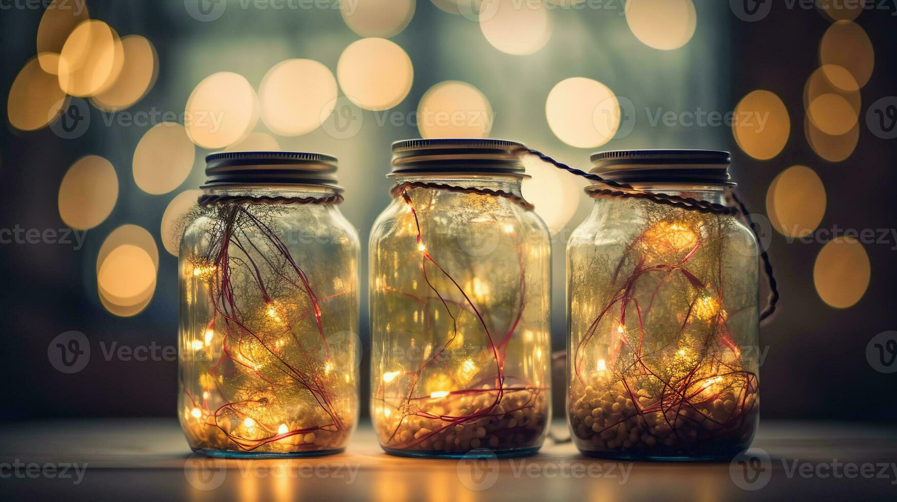 Christmas lights in a jars photo - Fairy lights