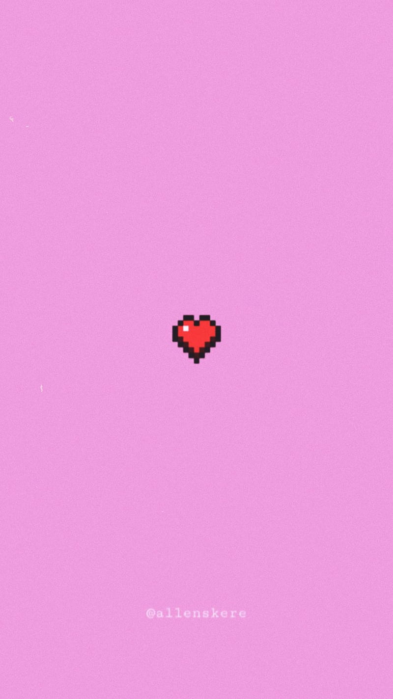 Pink background, red heart in the middle, valentines day, phone background - Minecraft