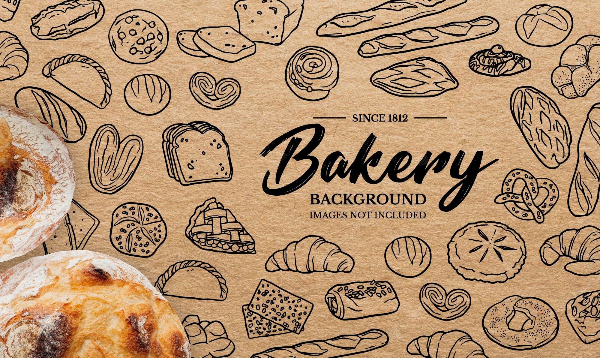 A bakery background with bread and pastries - Bakery