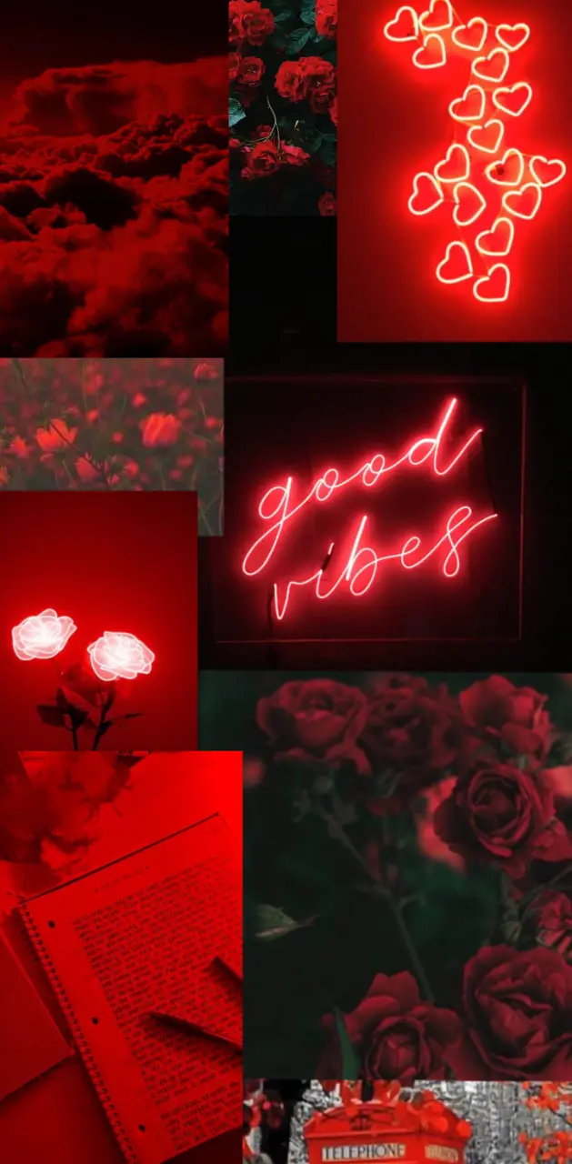 Red aesthetic wallpaper for phone and desktop. - Neon red