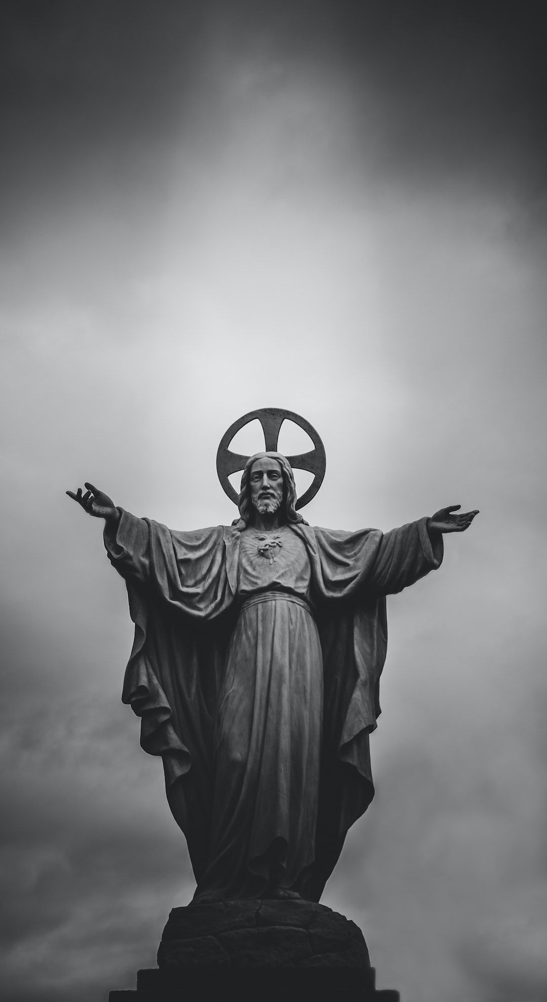 Grayscale photo of Jesus statue - Jesus