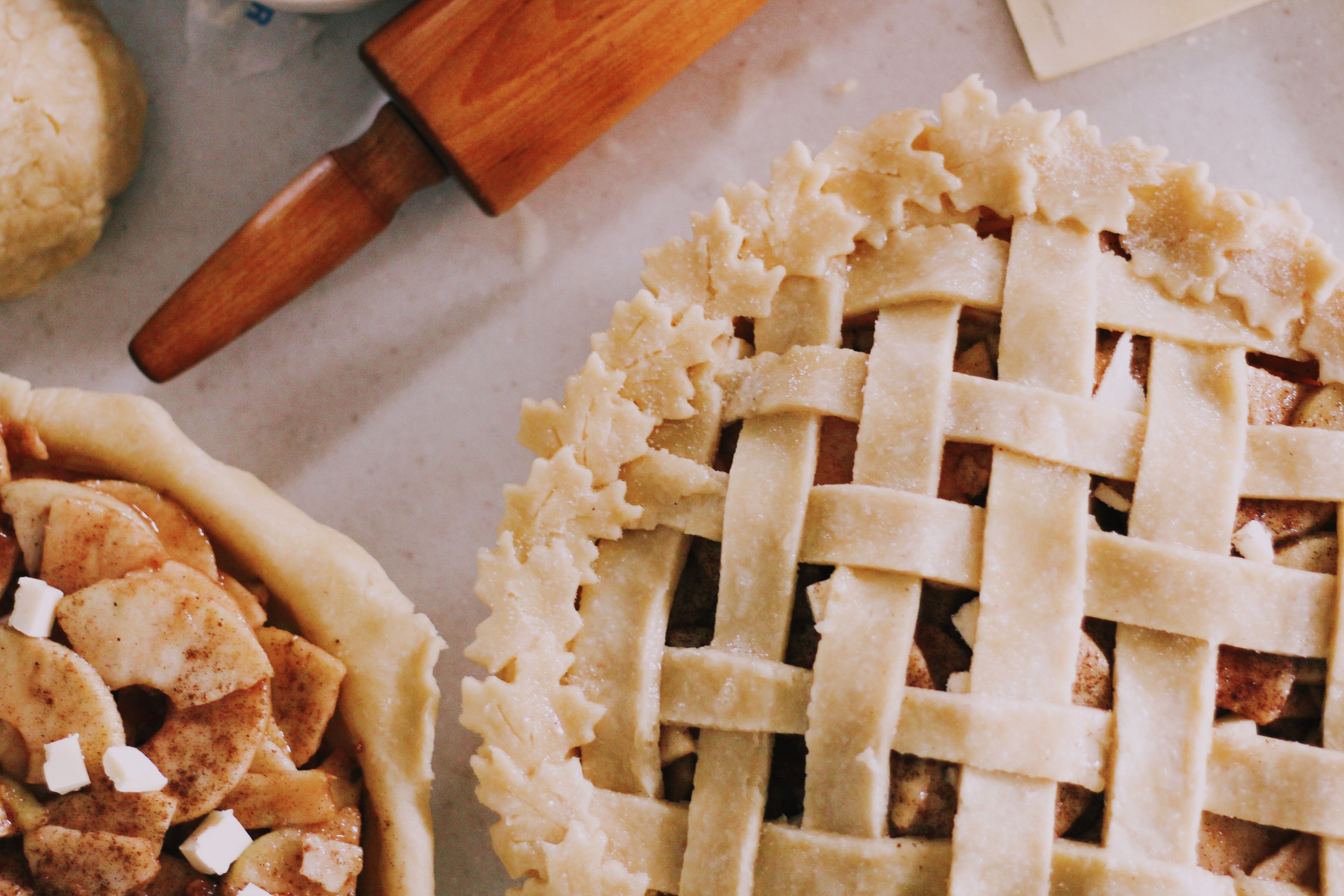 A pie with apples and crust on top of it - Bakery