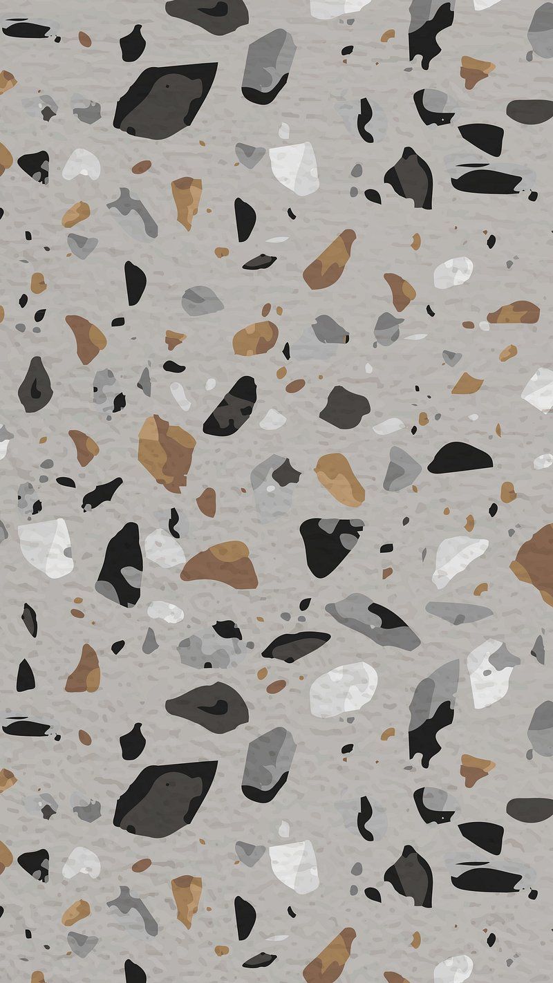 A grey terrazzo pattern with black, white, brown and grey marble pieces - Terrazzo