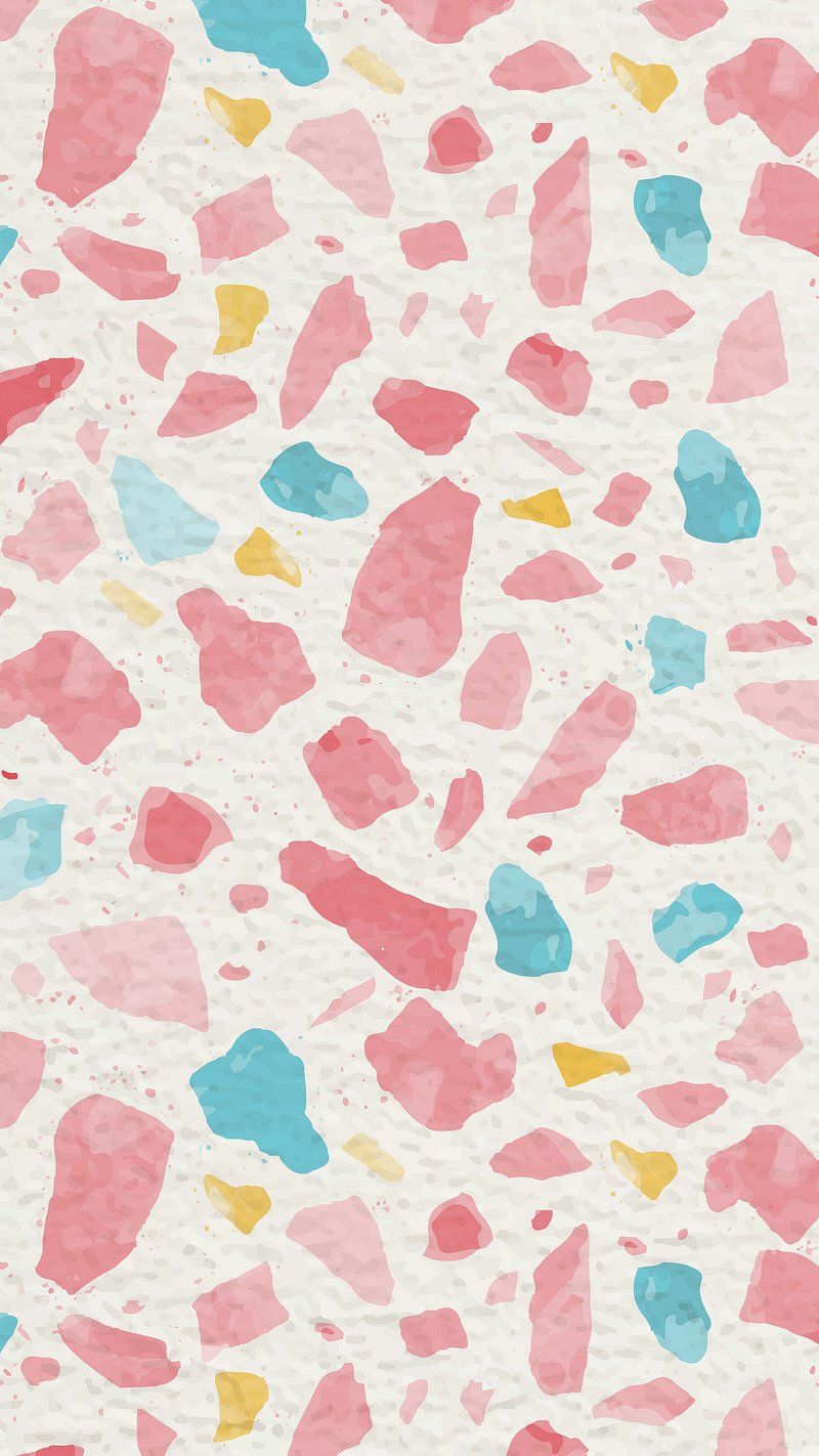 A pink, blue and yellow watercolor pattern - Terrazzo