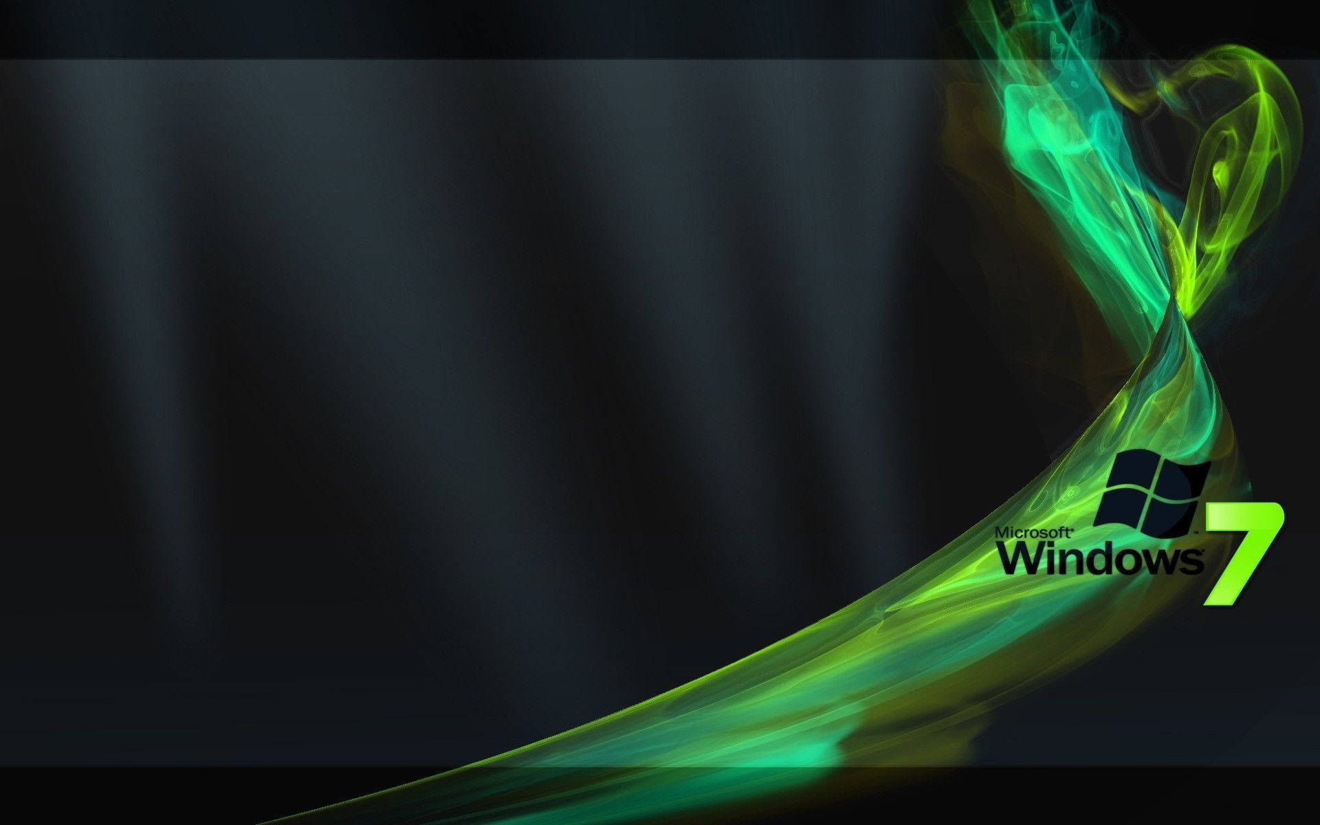 Windows 7 wallpaper with a black background and green smoke - Windows 10