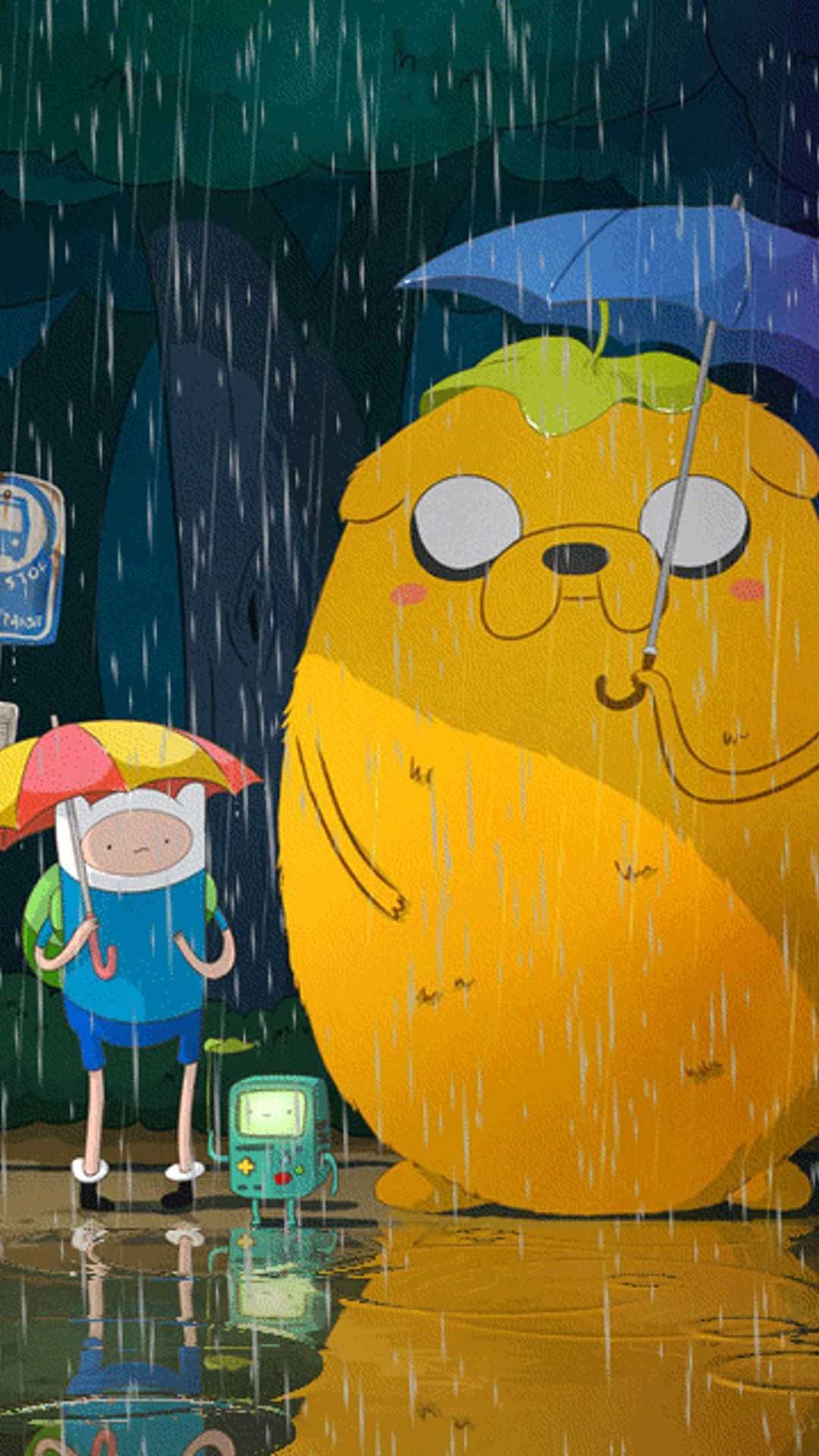 Adventure Time Finn and Jake in the rain iPhone 6 wallpaper - Adventure Time