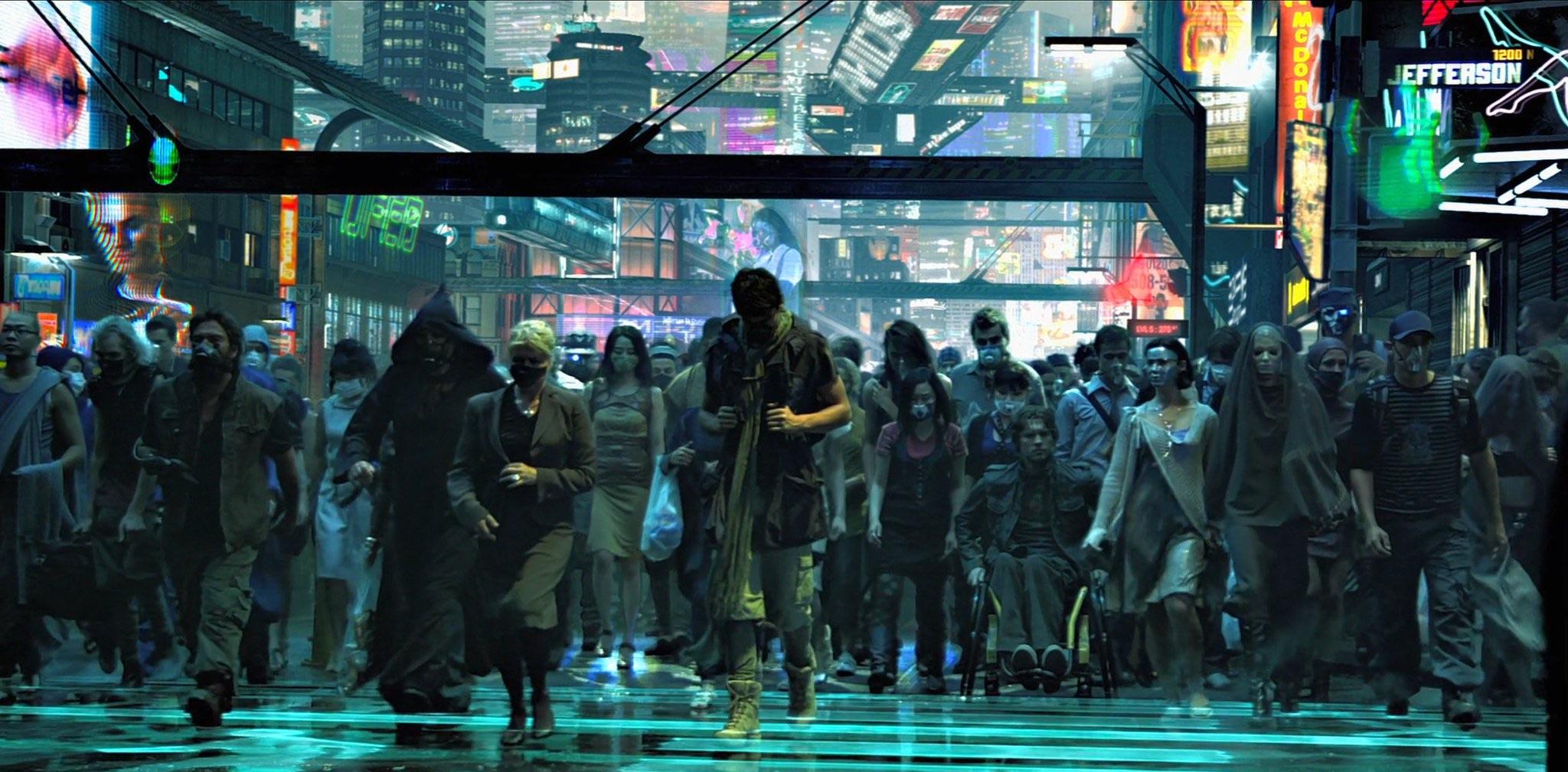 Can we take time to appreciate and analyze the clothing aesthetic on Earth? We've seen a million different neon Cyberpunk cities, but something about the clothing aesthetic on Earth just hits right