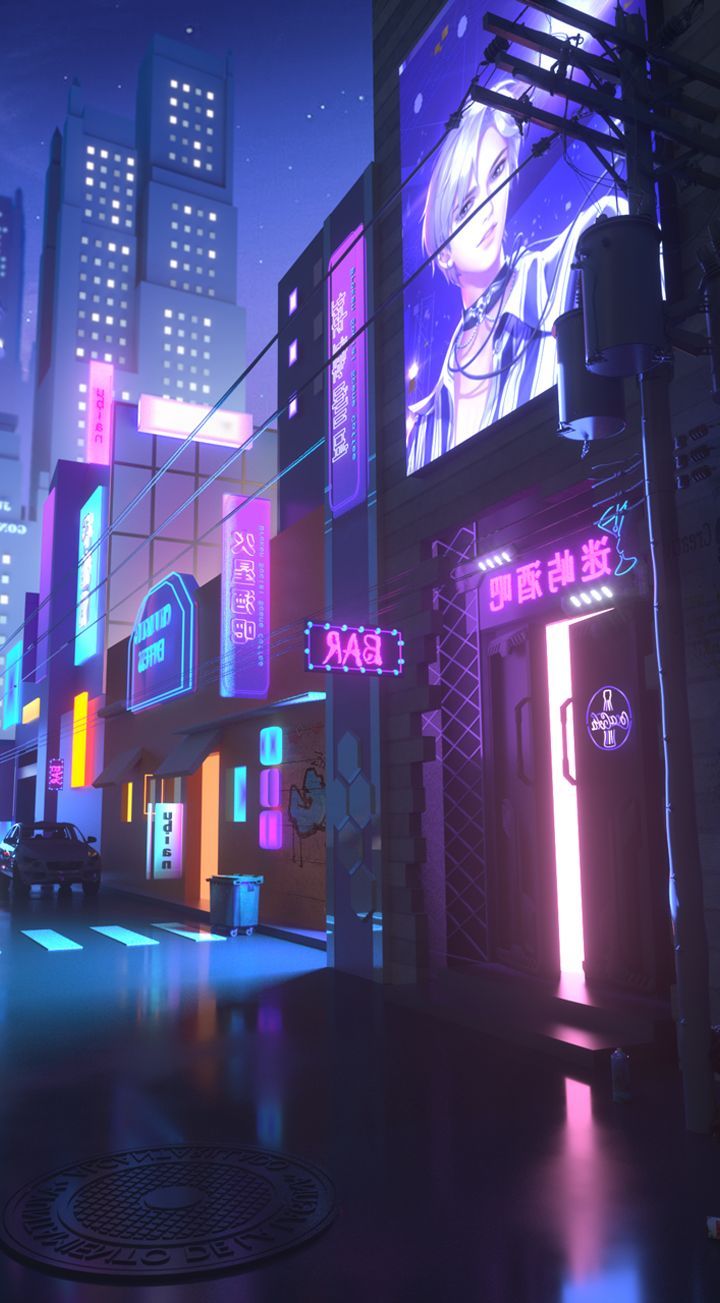 A cyberpunk city at night with neon lights - Cyberpunk 2077