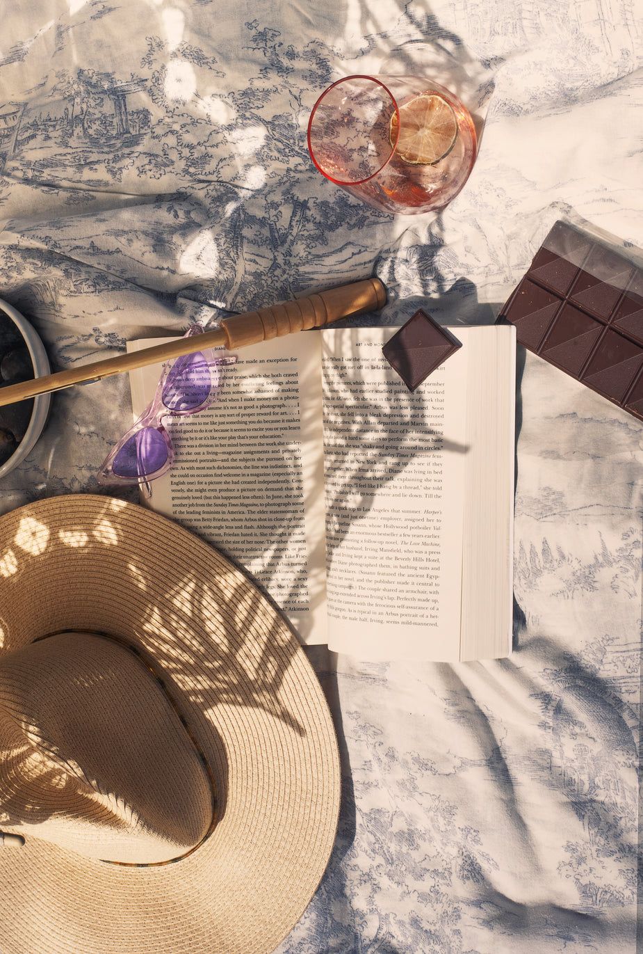 Browse Free HD Image of Flatlay Of A Picnic In The Shadow Of A Lace Umbrella