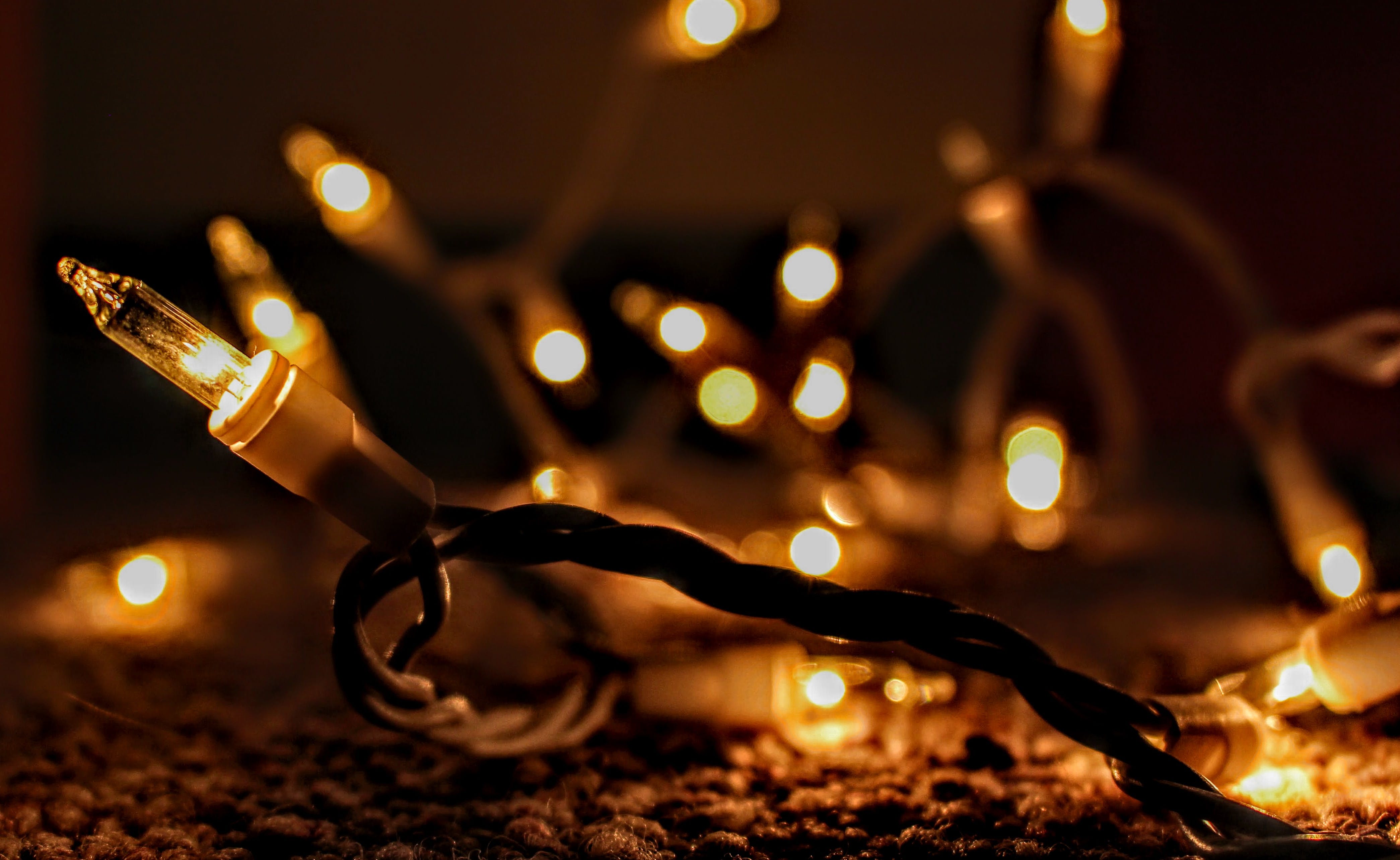 A string of white Christmas lights. - Fairy lights