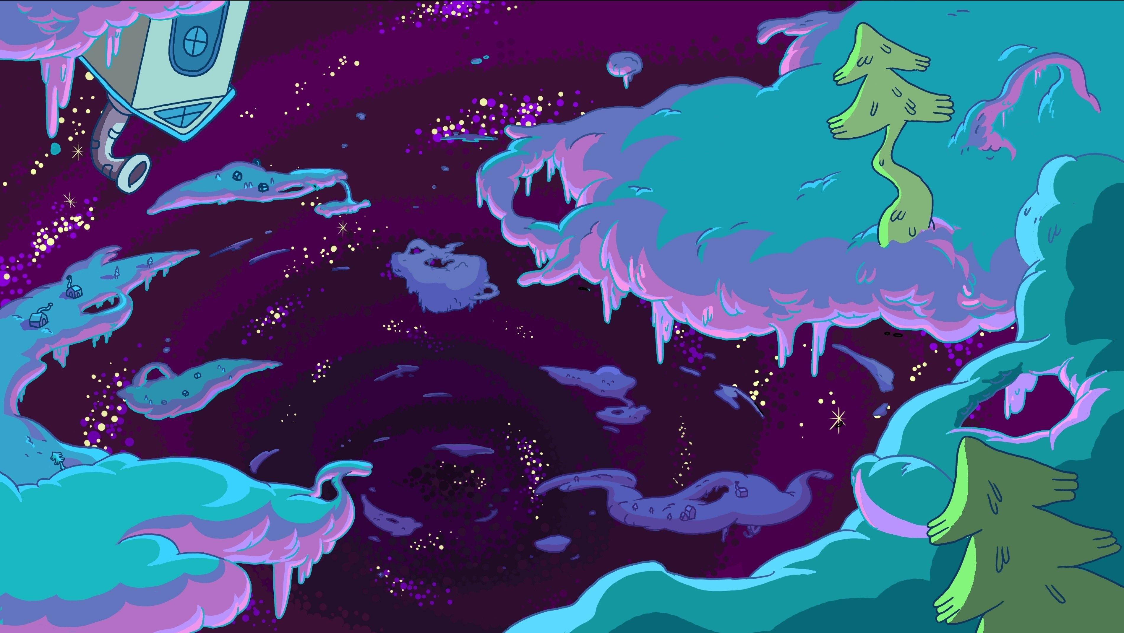 Adventure Time wallpaper with the galaxy background and Finn and Jake on the right side - Adventure Time