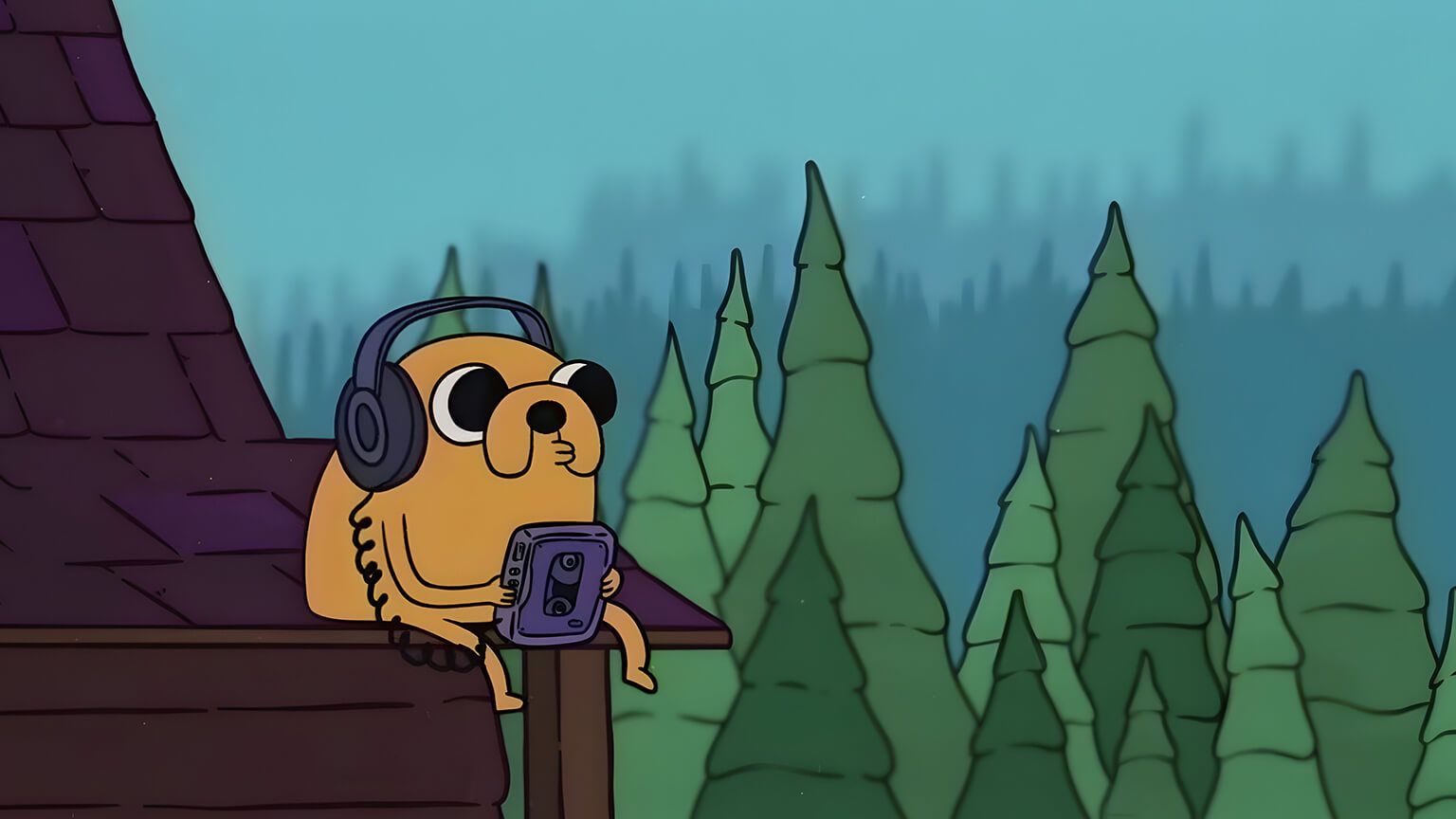 Jake the Dog listening to music on a portable radio - Adventure Time