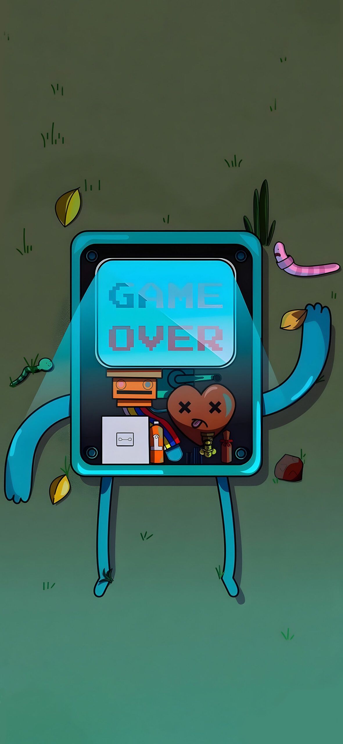 Game over, with a heart and a game over screen - Adventure Time
