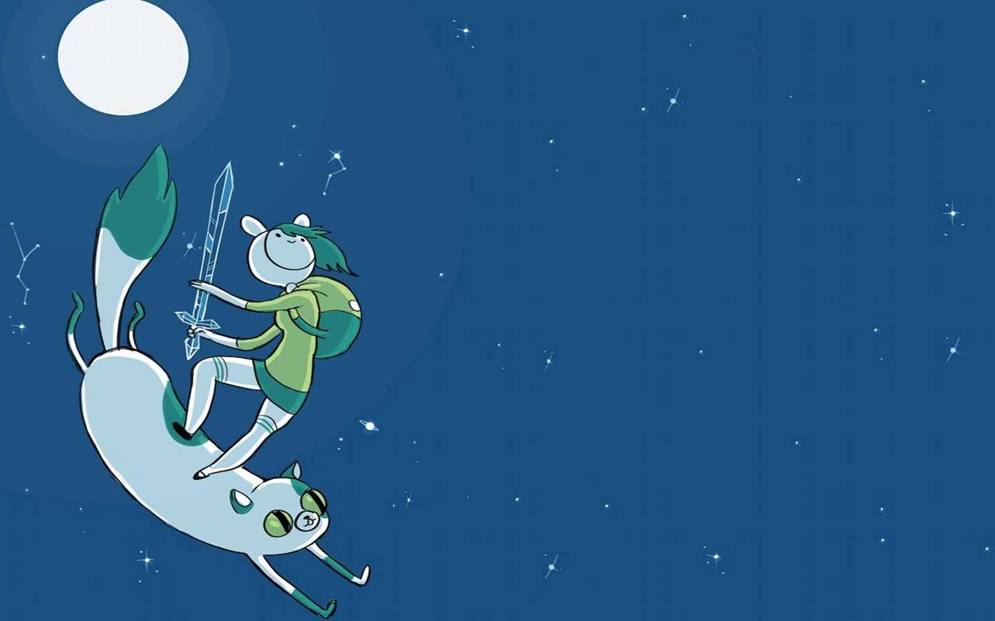 Finn and Jake from Adventure Time ride a flying dog in space - Adventure Time