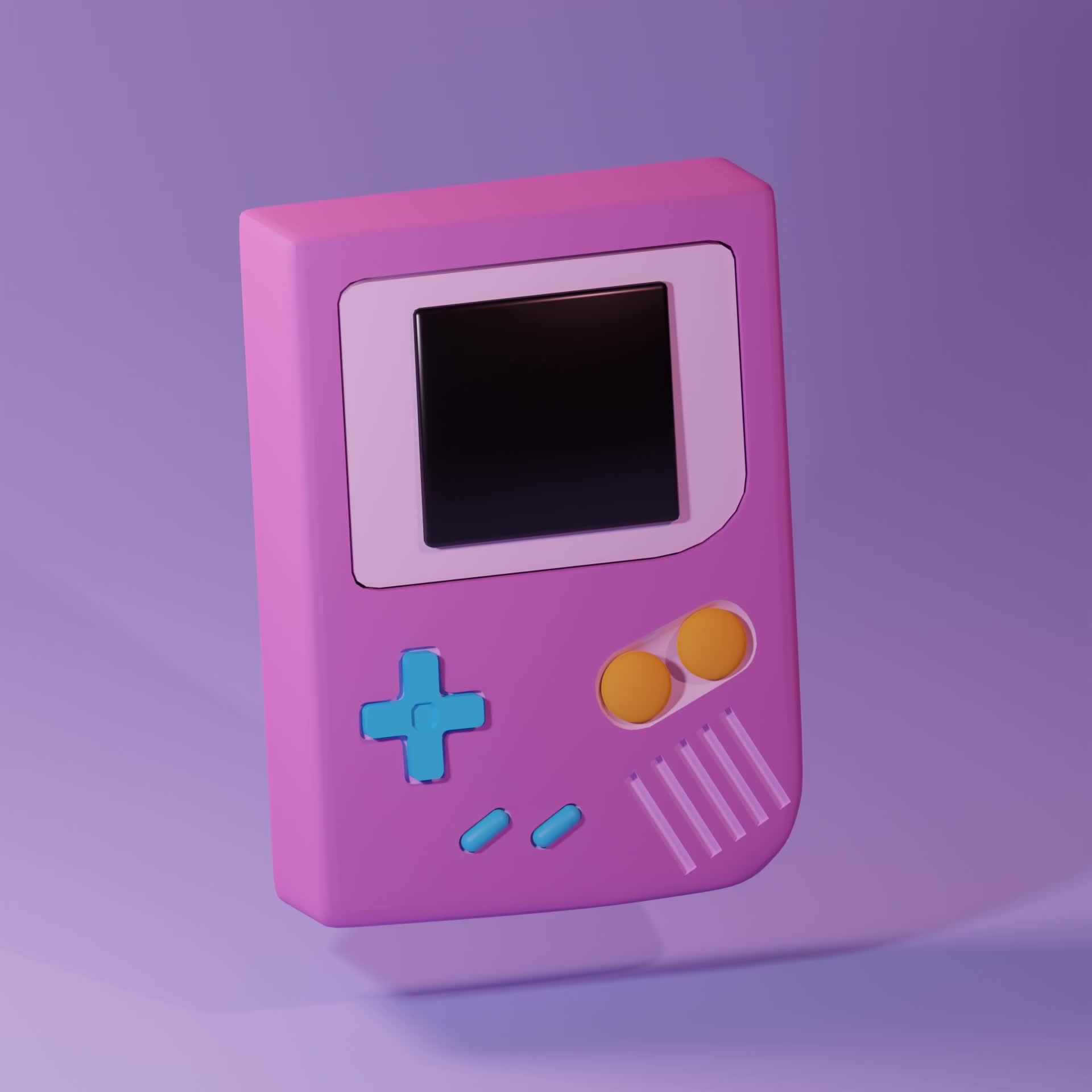 A pink Gameboy on a purple background - Game Boy