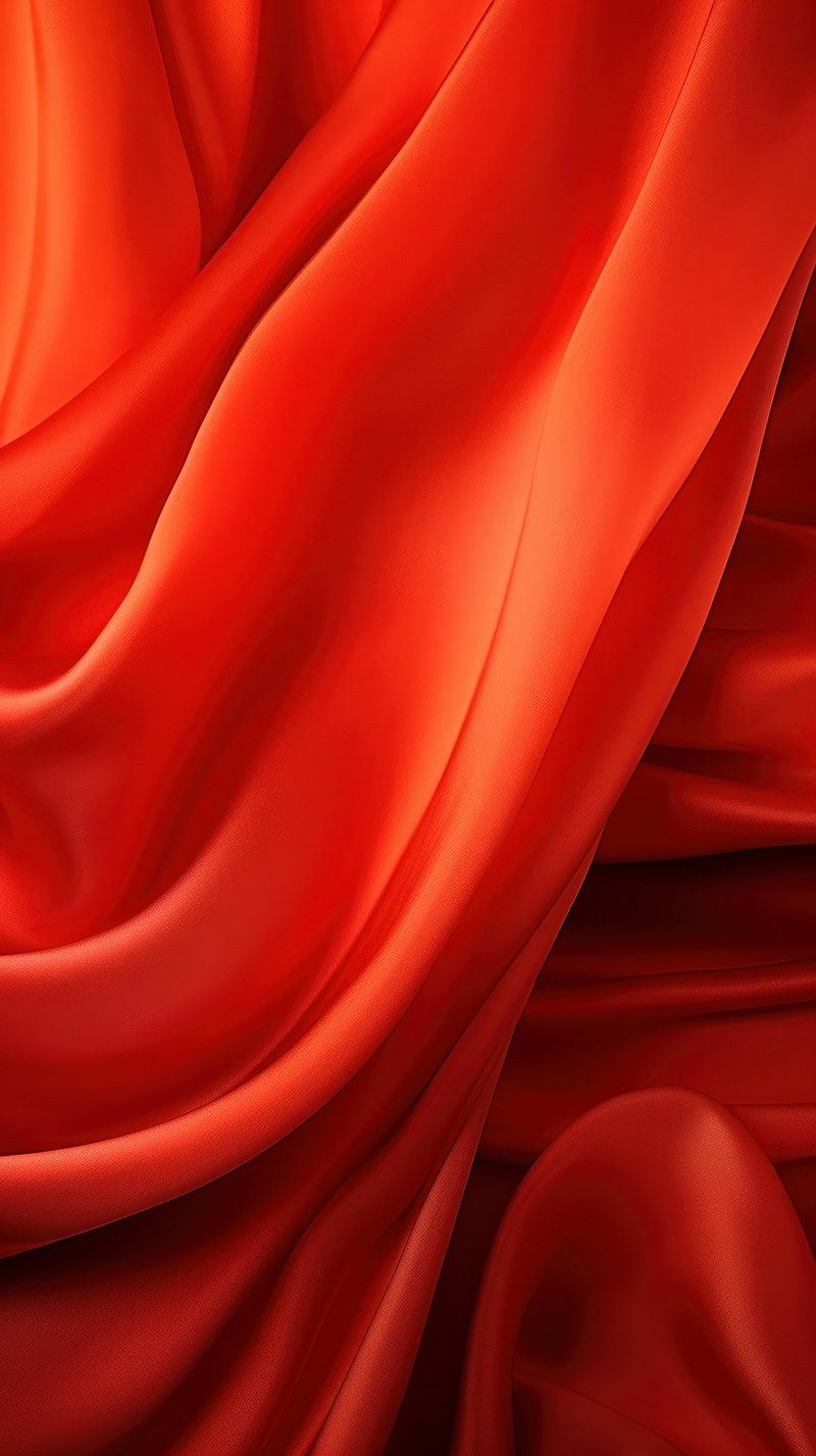 Red silk fabric with a wave pattern - Silk