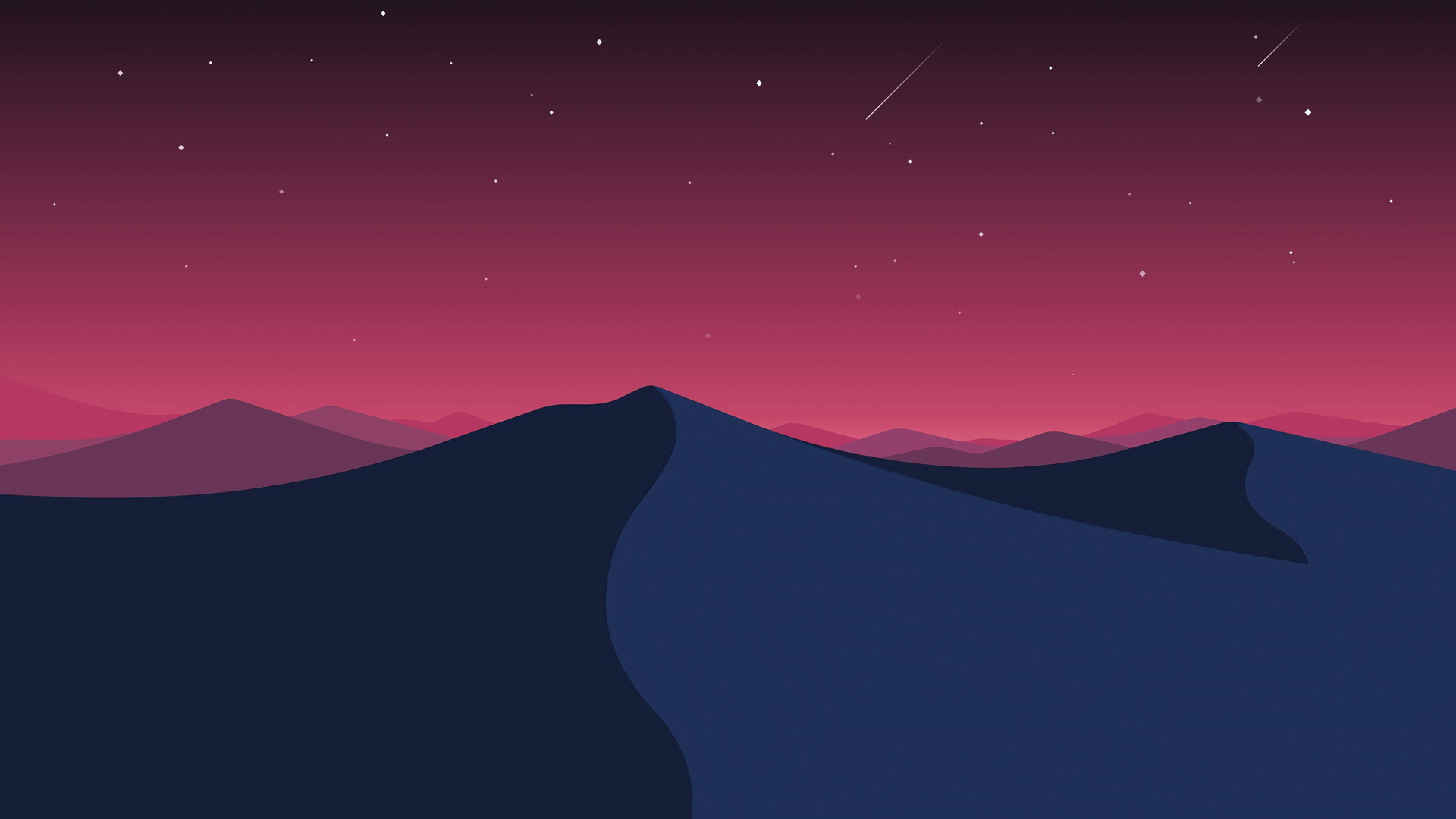 A mountain landscape with stars in the sky - Laptop, desert, art, cool, HD