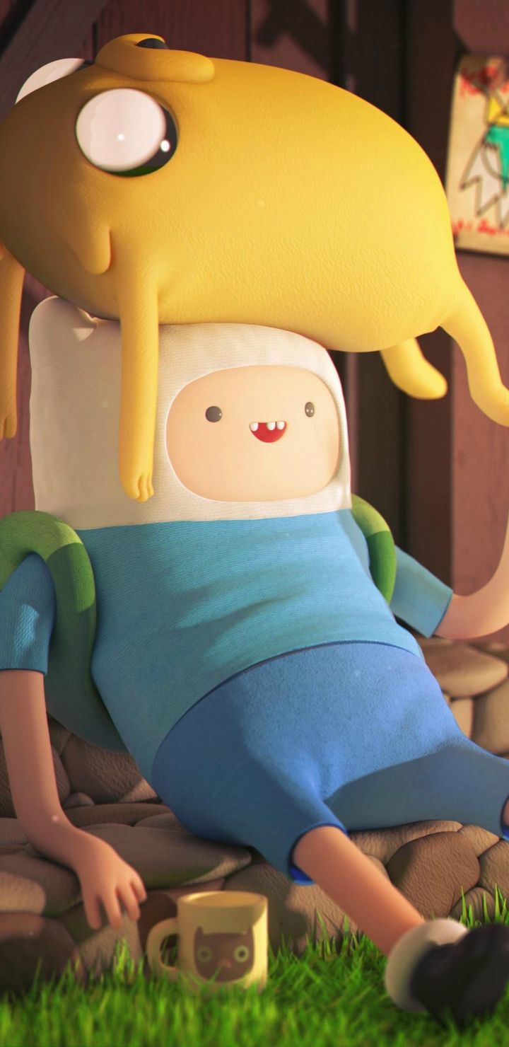 Adventure Time Finn and Jake sitting on the grass wallpaper 750x1334 - Adventure Time