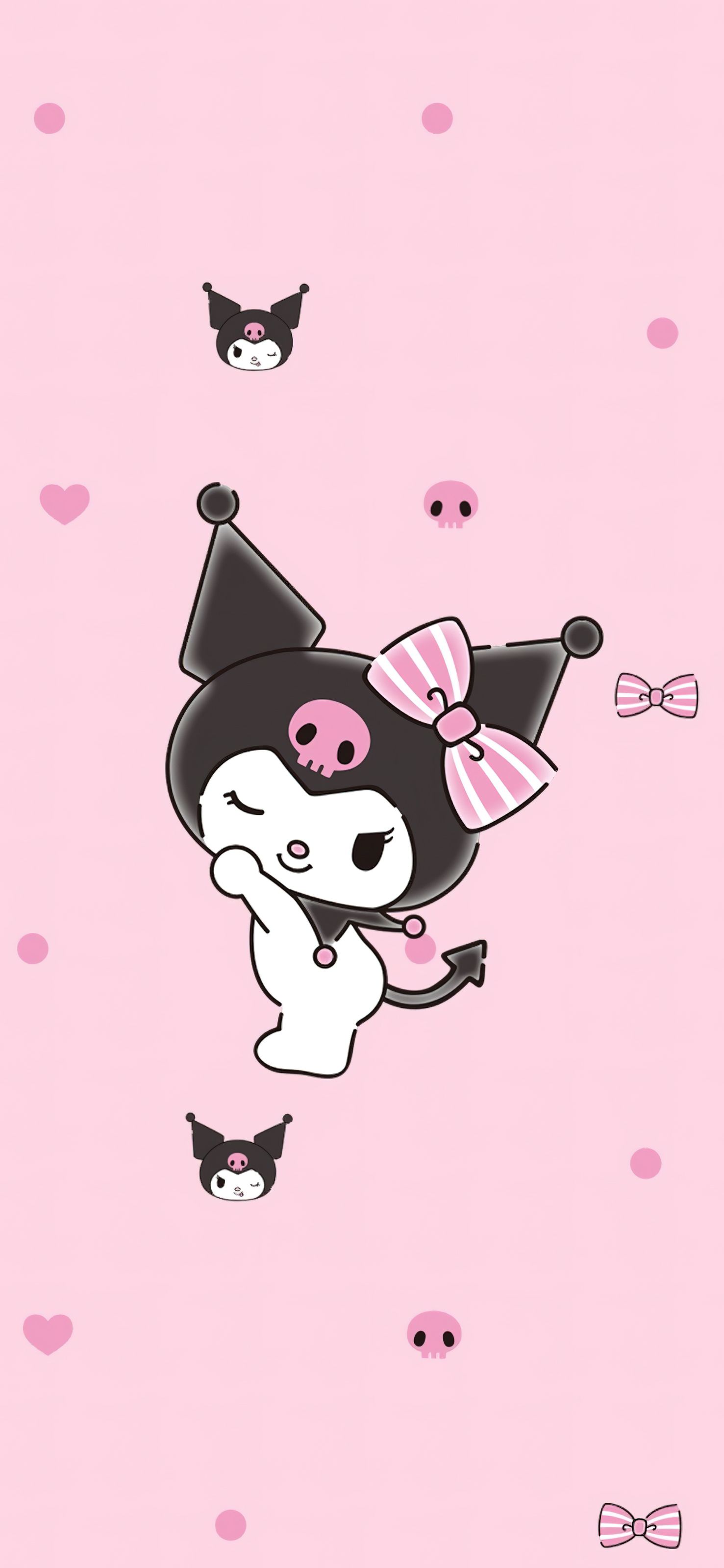 Kuromi wallpaper I made for my phone! (Pink version) - My Melody