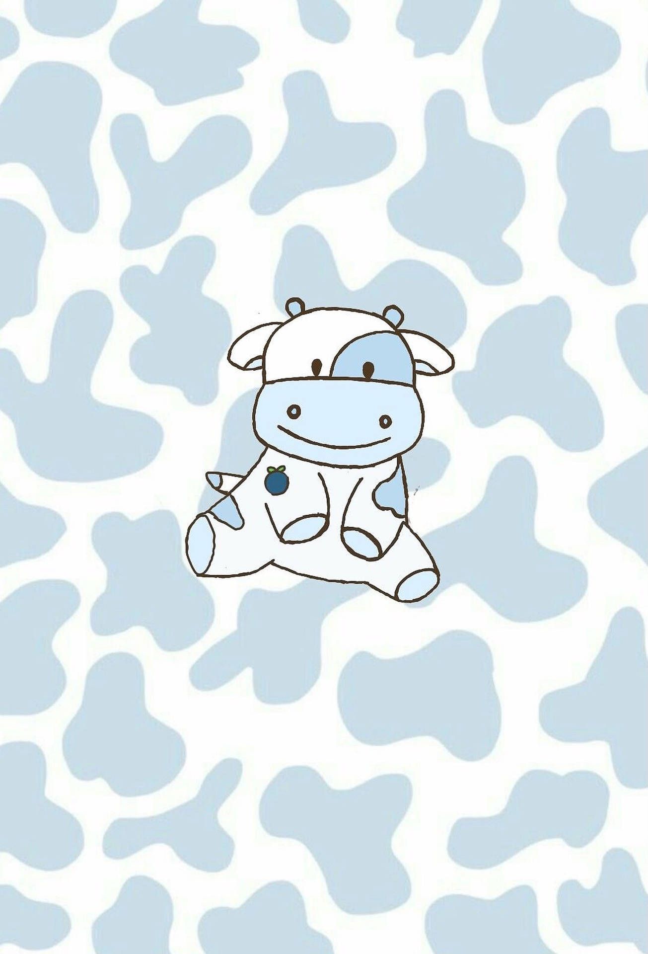 A cow on blue and white polka dot background - Cow