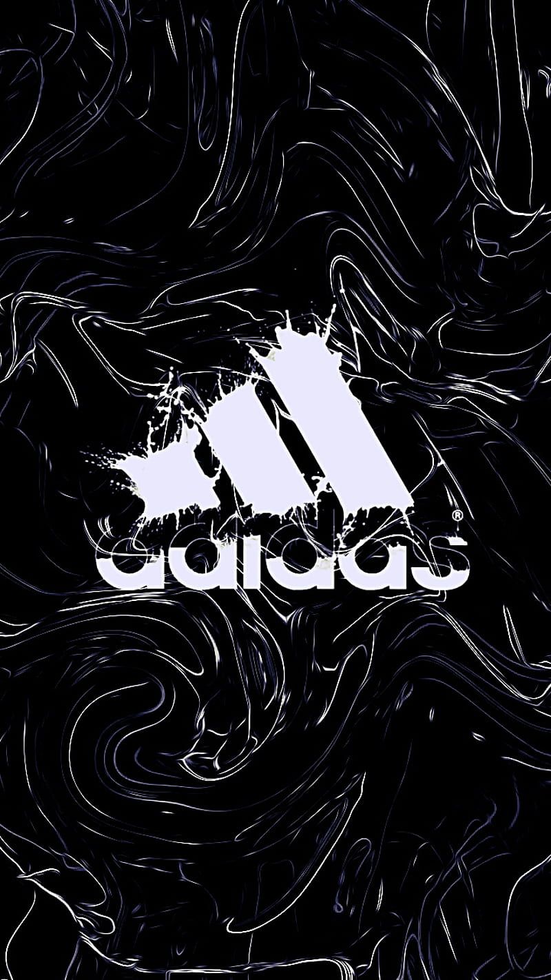 Adidas, adidas, black, logos, white, HD