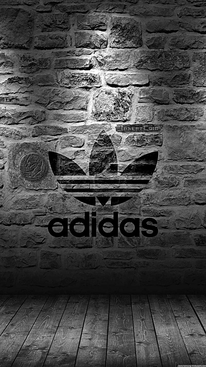 Adidas logo on a brick wall wallpaper - Adidas