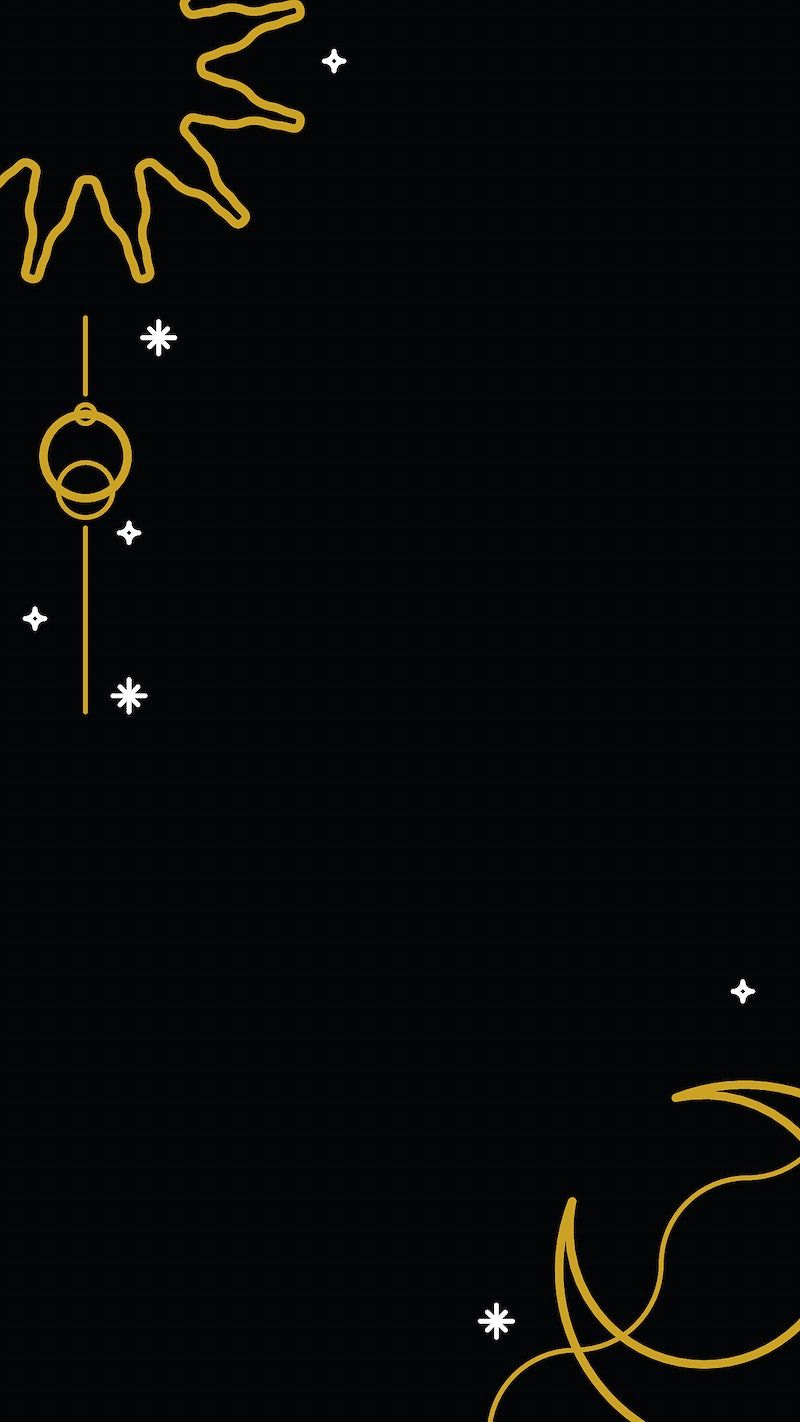 A black wallpaper with a gold moon and stars - Border