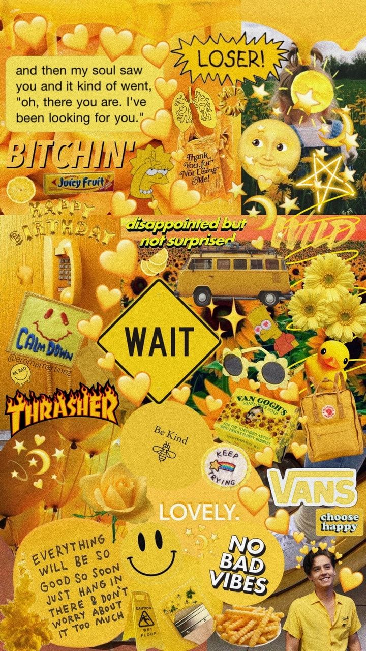 yellow, collage and wallpaper